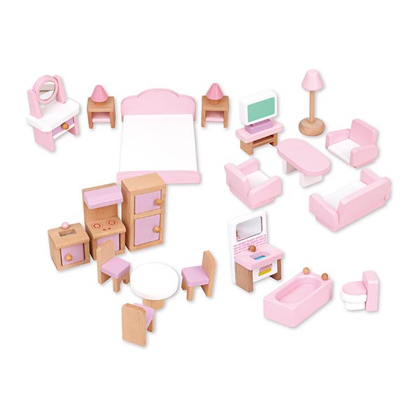 Casita de madera con 22 accesorios