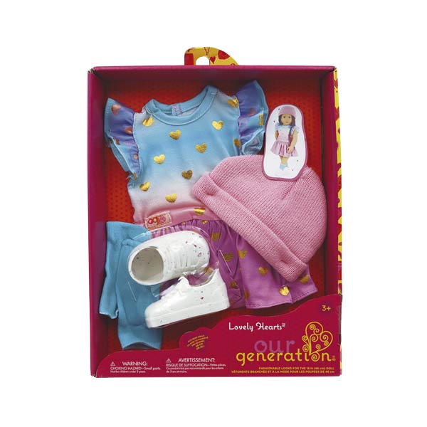 Accesorio para muñeca Our Generation conjunto estampado de corazones