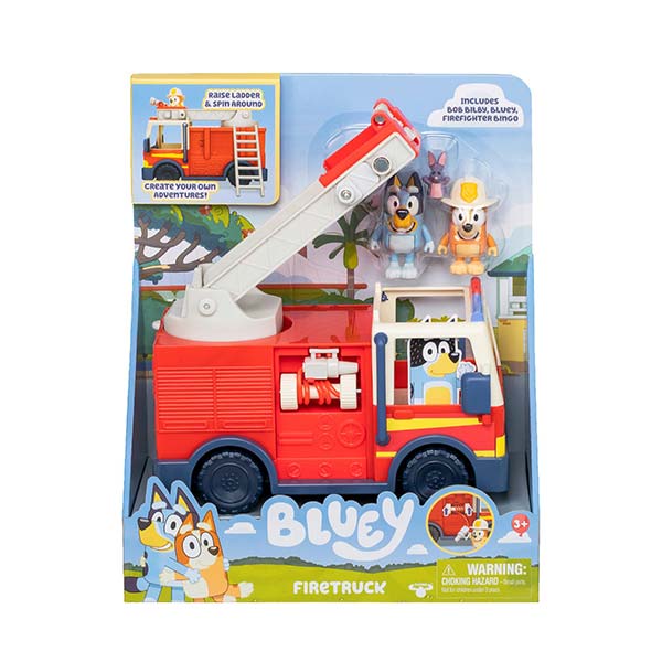 Vehículo de bomberos con figuras Bluey