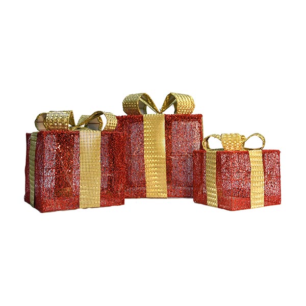 Adorno 3 cajas de regalo navideño