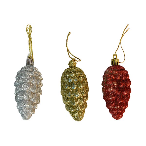 Set de ornamentos 3 piezas pinecone 4" b294-00052