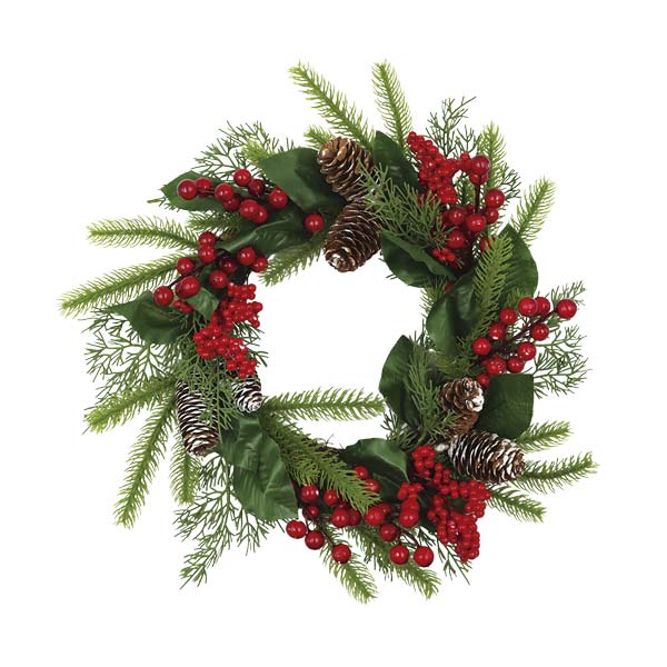 Corona navideña con bayas 39cm