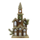 Villa navideña iluminada iglesia 42cm