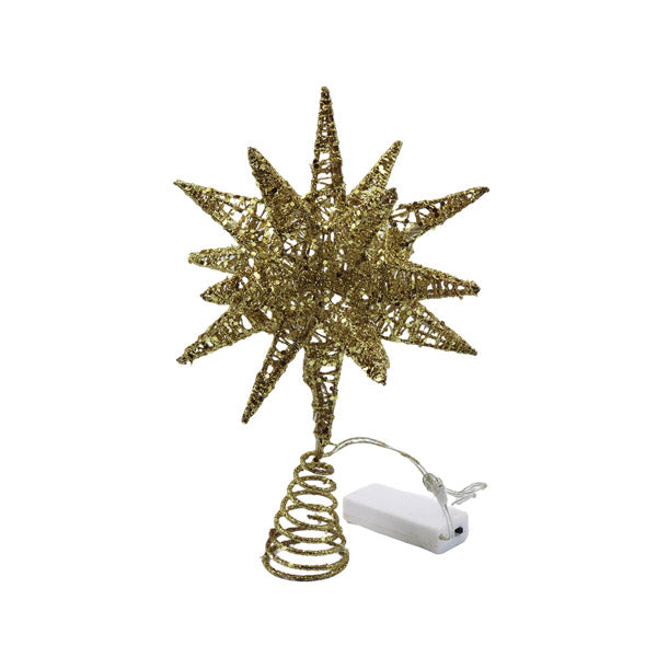 Estrella snowflake para copa de árbol con led 27cm