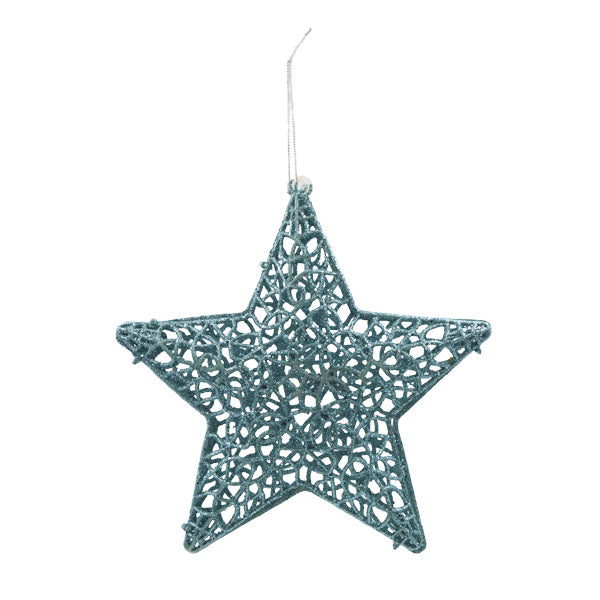 Ornamento navideño estrella celeste 23cm