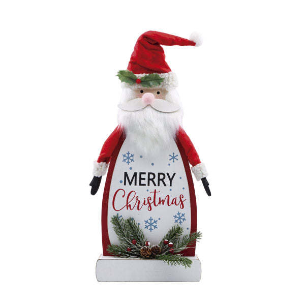 Adorno navideño santa madera con led