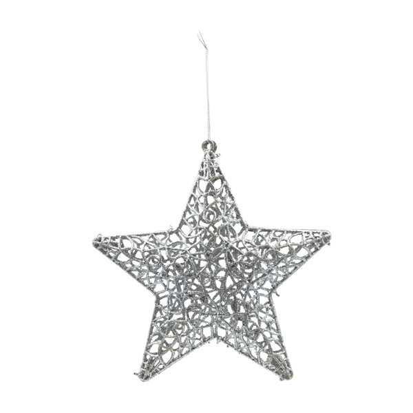 Ornamento navideño estrella plateada 23cm