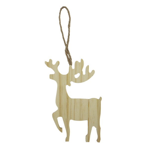 Ornamento navideño reno madera 12cm