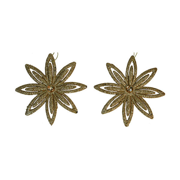 Ornamento copos de nieve 2 piezas champagna