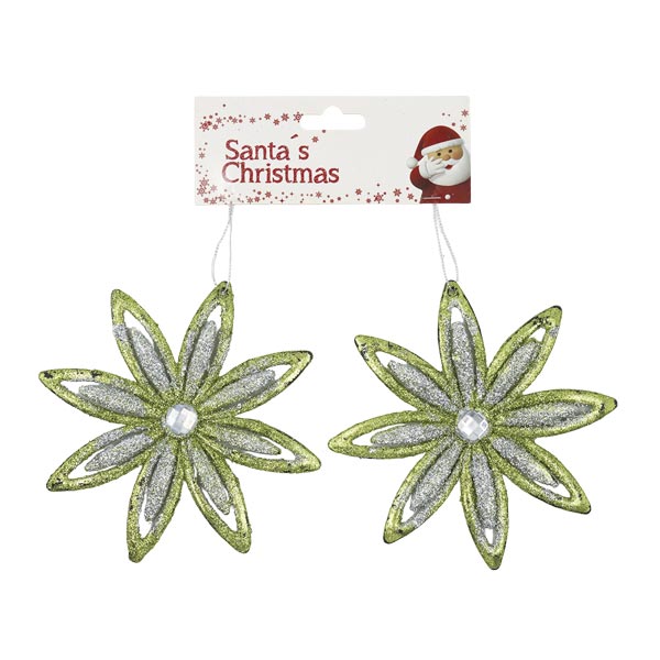 Ornamento navideño Snowflake verde 12cm C893-00734-LG