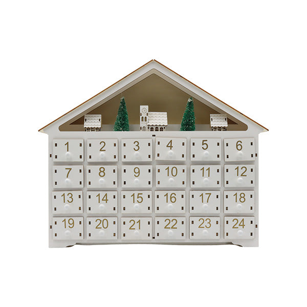 Calendario adviento de navidad casita con led