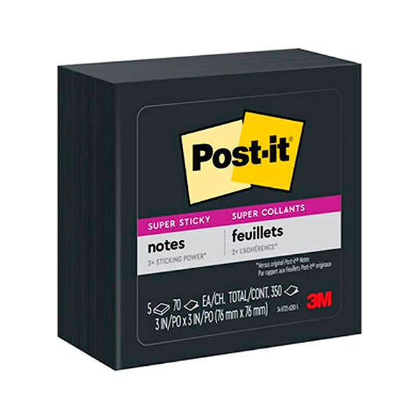 Nota adhesiva negra 7.6x7.6 centímetros Post-it