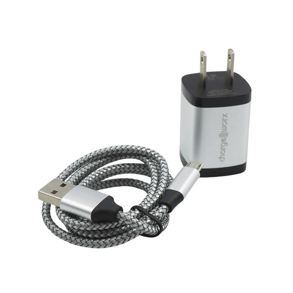 CARGADOR MICRO USB PLATA CHA-CX3206 CHARGEWORX