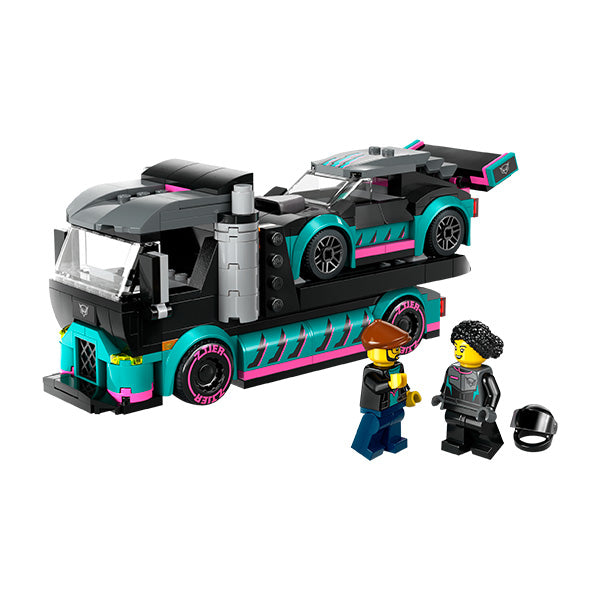 60406 Auto de Carreras y Camión de Transporte (328 piezas)