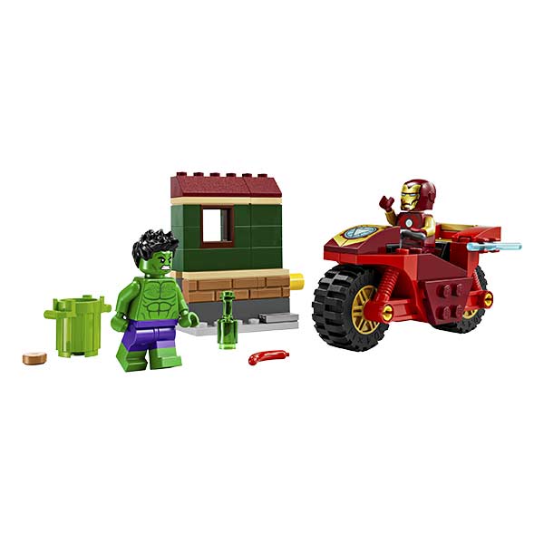 76287 Iron Man con moto y Hulk (68 piezas)