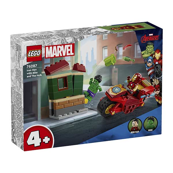 76287 Iron Man con moto y Hulk (68 piezas)