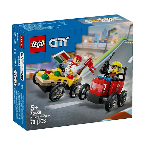 60458 Pack de coches de carreras: Pizza vs. Camión de bomberos  (70 piezas)