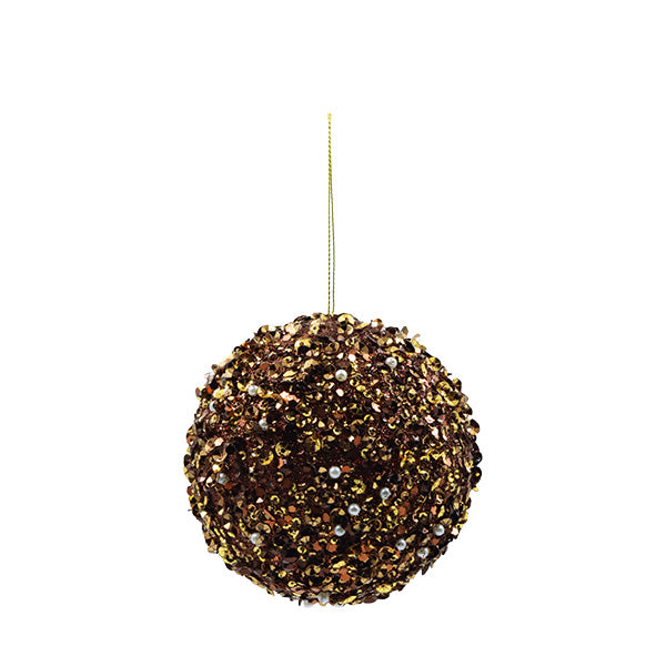 Esfera con lentejuelas marrón 10cm