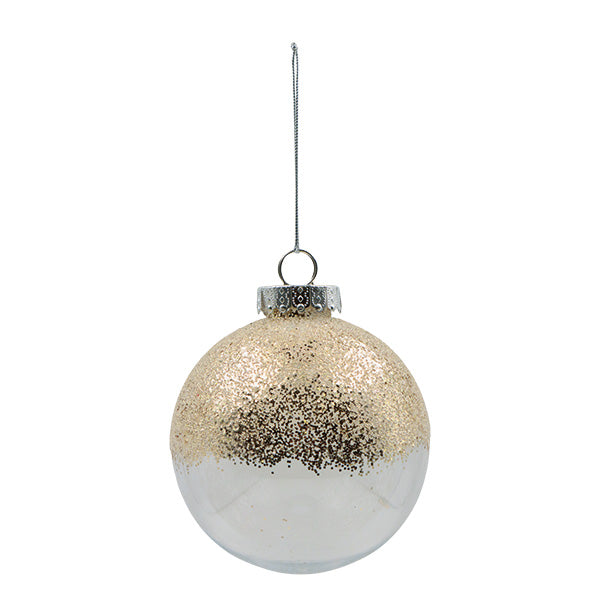 Esfera escarchada champagne 12cm