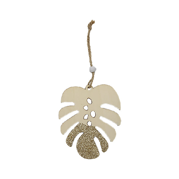 Ornamento navideño de hojas glitter