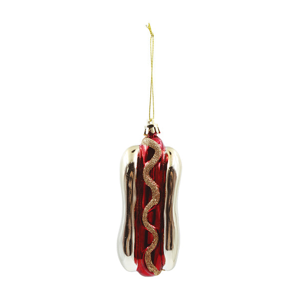 Ornamento hotdog dorado con rojo 6" MY12121A