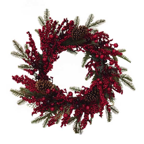 Corona con bayas y con pino 66cm MY15057A