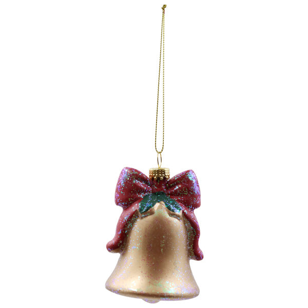 Ornamento figura campana 7cm dorado con rojo SC20004