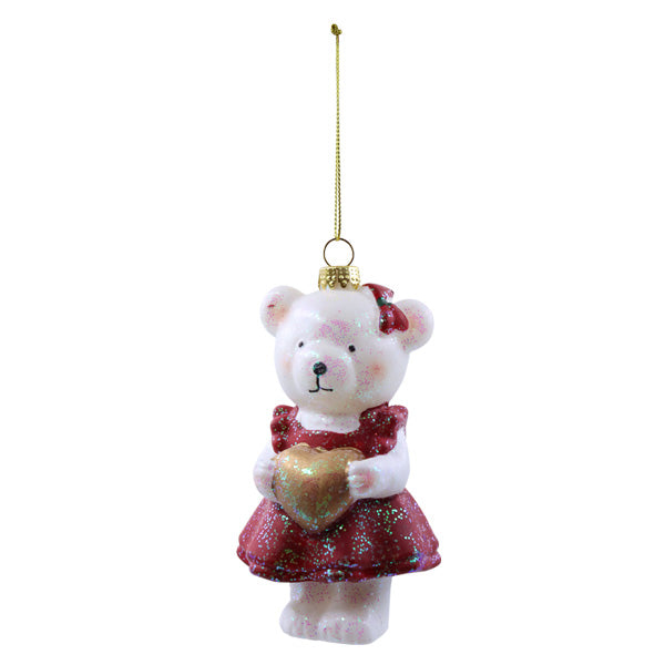 Ornamento figura oso blanco con rojo 11cm SC29018A