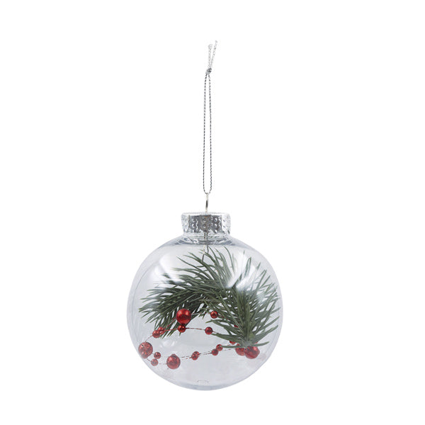 Esfera transparente con bayas 8cm