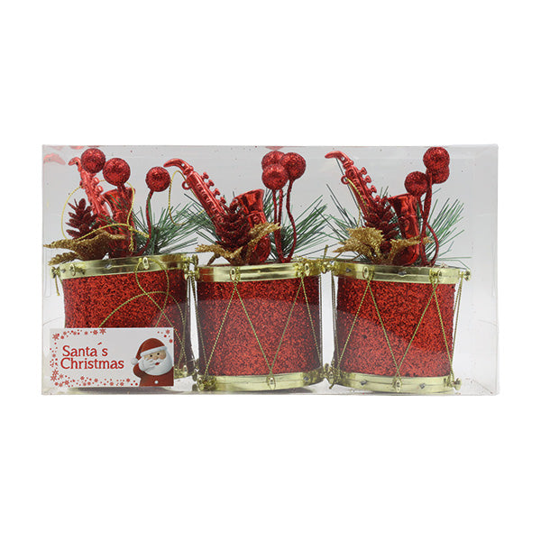Ornamento tambor rojo 13cm