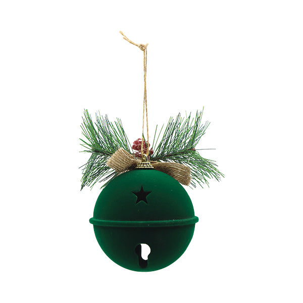 Esfera flocada verde 12cm