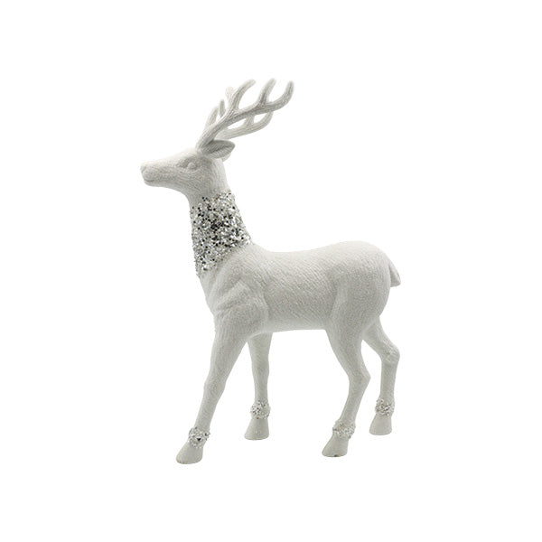 Ornamento reno blanco-plata 45cm