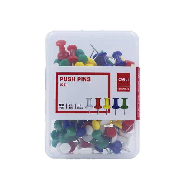 Push Pins de colores 100 unidades Deli.