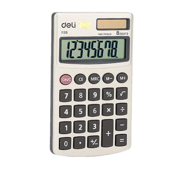 Calculadora 8 digitos dorada.