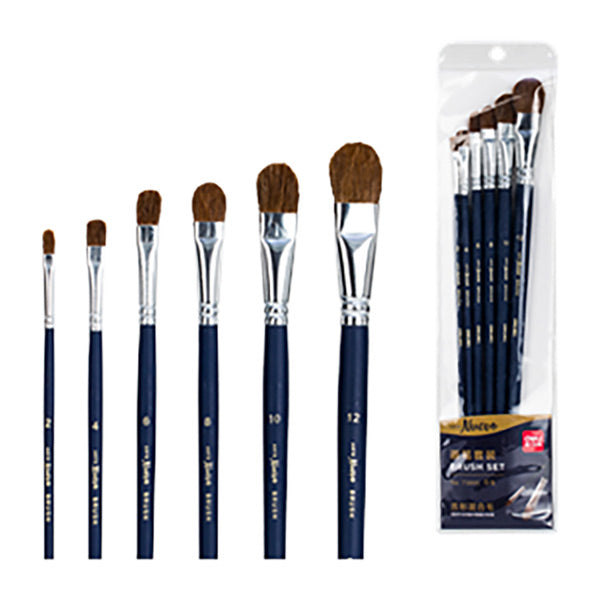 Pinceles 35 6 unidades mango azul.