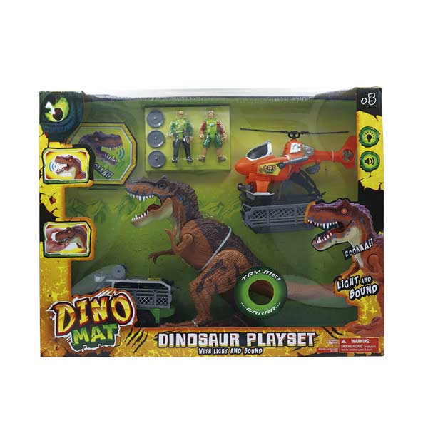 Playset dinosaurio con luz y sonido