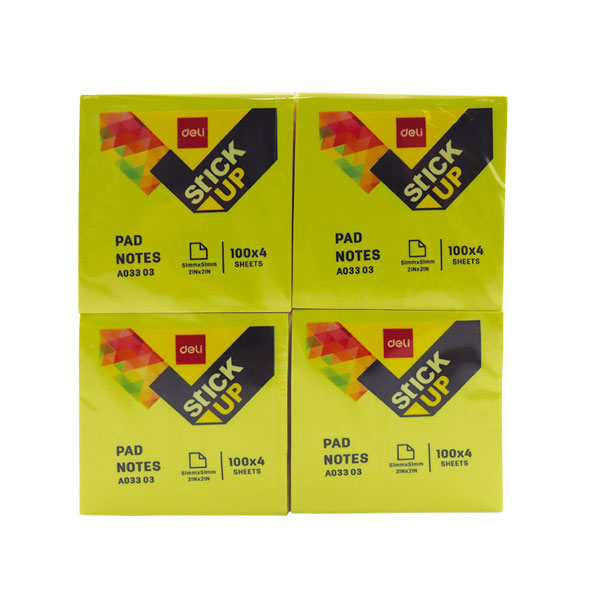 Notas adhesivas 2x2x4" 400 hojas Deli.