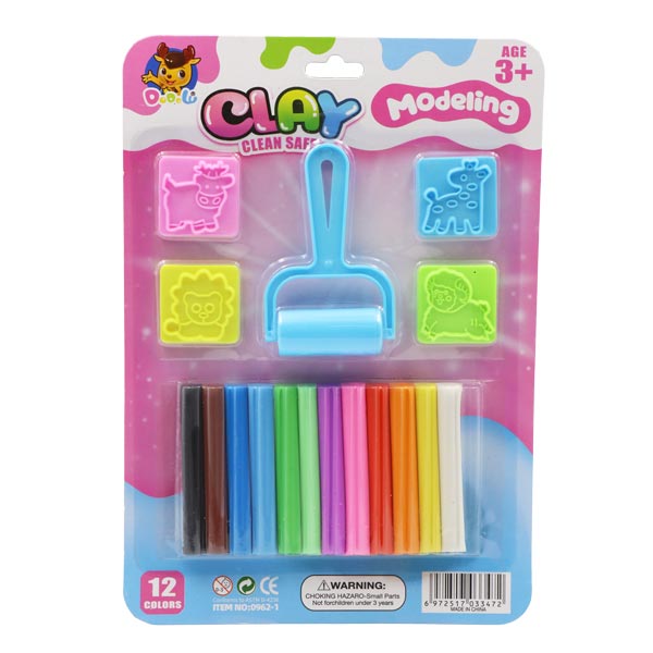 Plasticina barra 12 colores con sellos 150 gramos