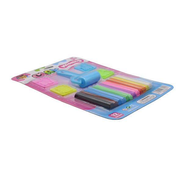 Plasticina barra 12 colores con sellos 150 gramos