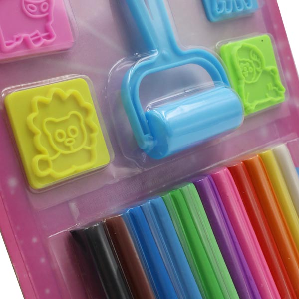 Plasticina barra 12 colores con sellos 150 gramos