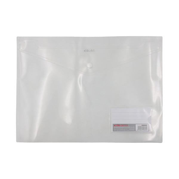 Sobre transparente horizontal con botón