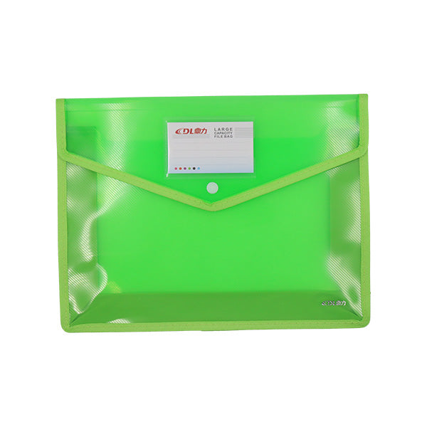 Sobre plástico horizontal con botón colores surtidos