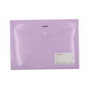 Sobre plástico horizontal con botón colores pastel