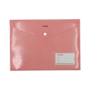 Sobre plástico horizontal con botón colores pastel