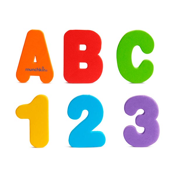 Set de baño de 36 piezas letras y números Munchkin