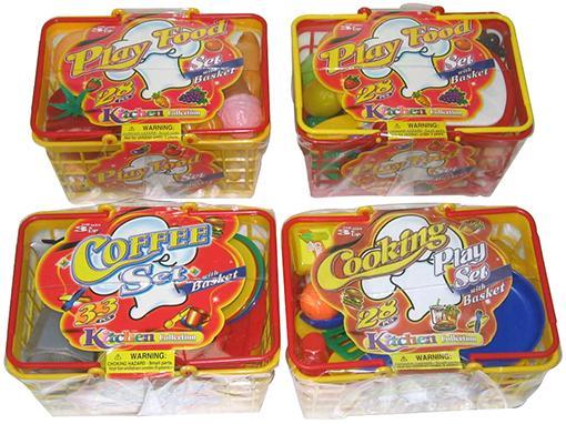 Set de cocina plástico de juguete en canasta