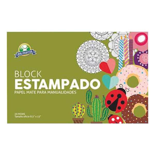 Block de papel mate estampado oficio 20 hojas