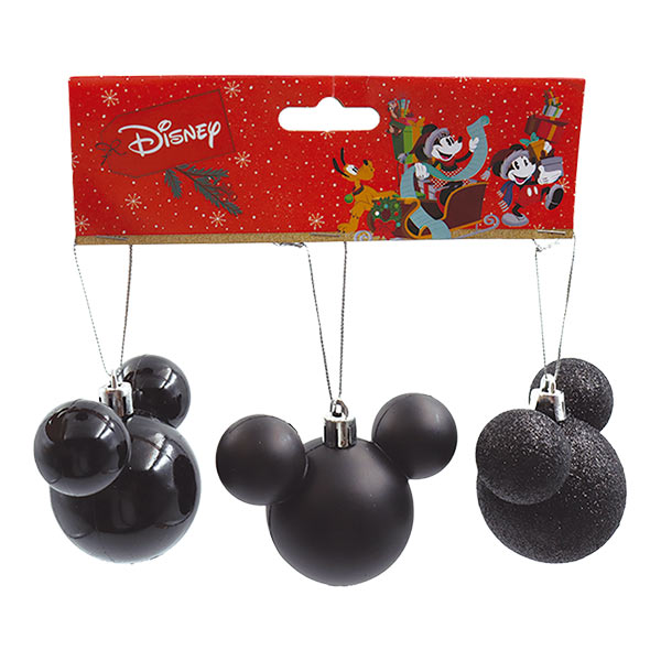 Set 3 piezas de esferas Disney negras S43MKBUND23