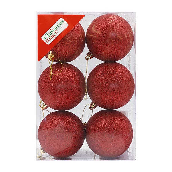 Set 6 piezas de esferas rojas 8cm