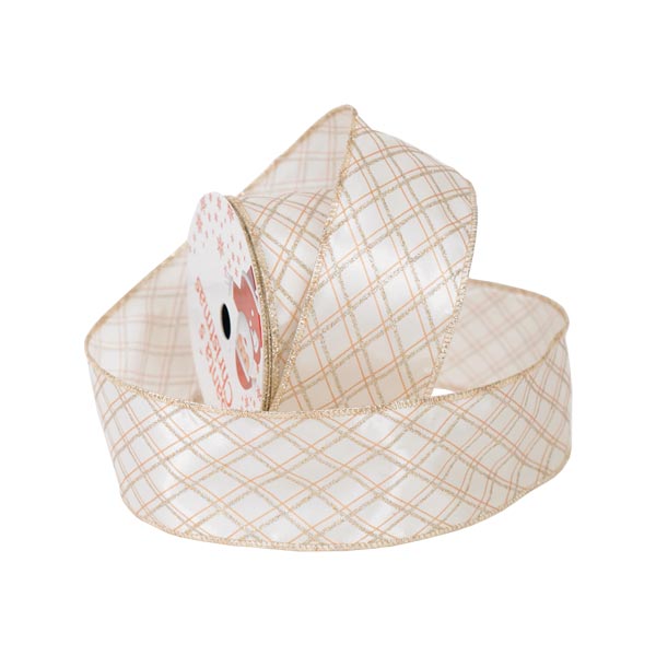 Cinta sher champagna con blanco 9mx6cm 407C00GUND22